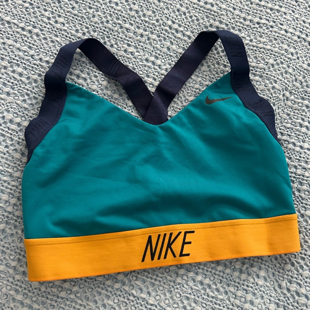 Nike Teal & Gold Athletic Sports Bra